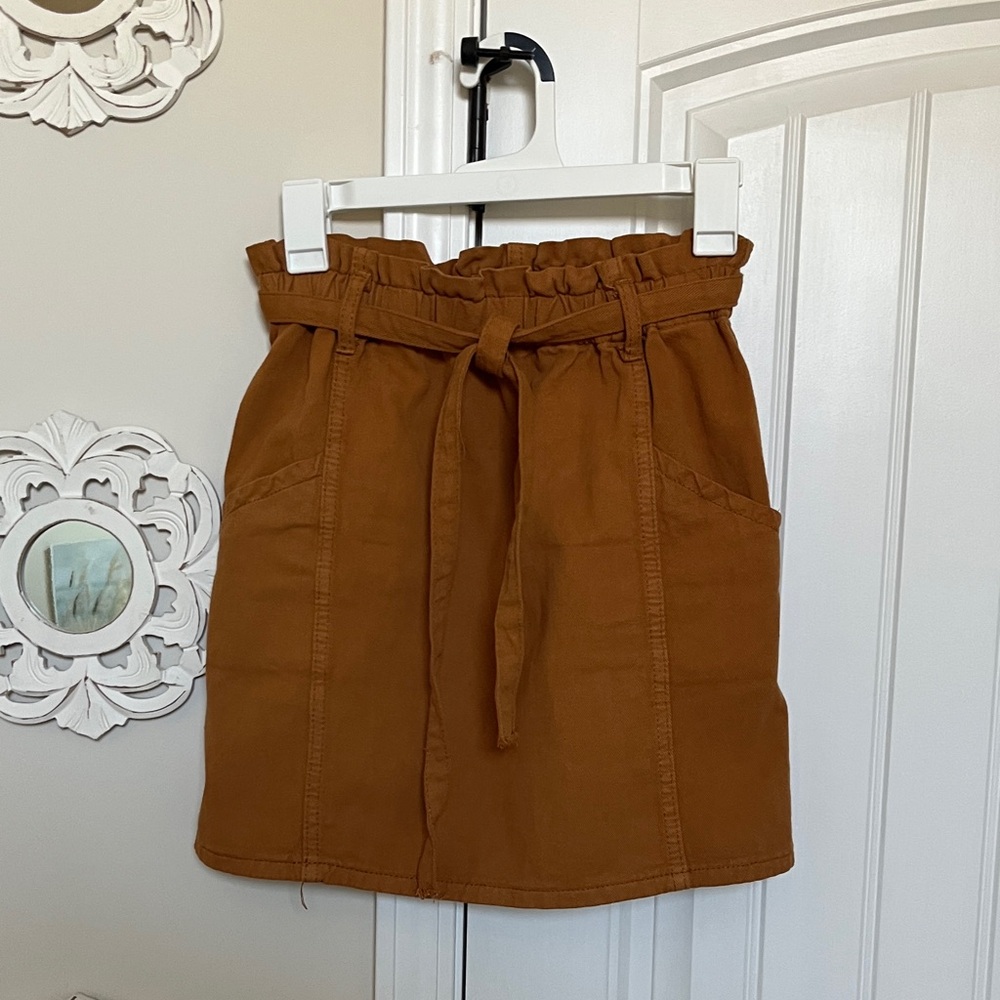 Nasty Gal Tan Paperbag Waist Mini Skirt
